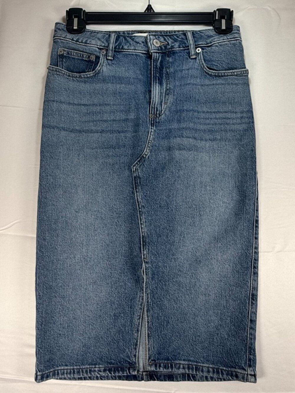 Lucky Brand Denim Midi Skirt Size 6/28 Modest Front Slit Boho All Season Capsule